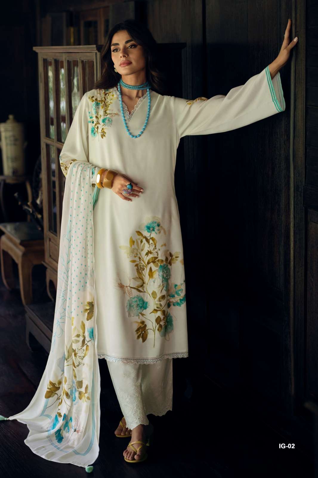 My Fashion Road Varsha Ivory Gold Digital Printed Muslin Dress | IG – 02 My Fashion Road Varsha Ivory Gold Digital Printed Muslin Dress | IG – 02