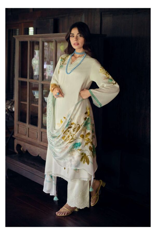 My Fashion Road Varsha Ivory Gold Digital Printed Muslin Dress | IG – 02