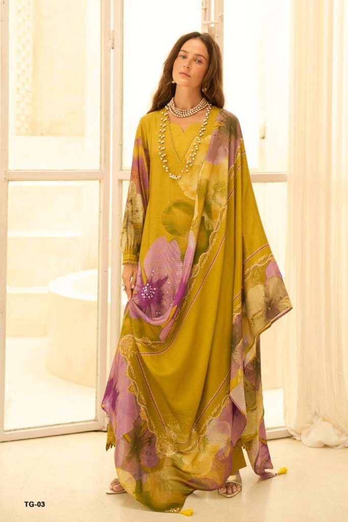 My Fashion Road Varsha Touch Of Gold Exclusive Designs Muslin Suit | TG – 03