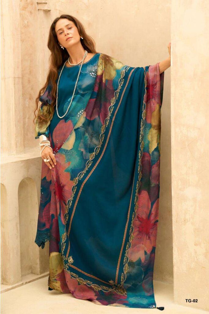 My Fashion Road Varsha Touch Of Gold Exclusive Designs Muslin Suit | TG – 02