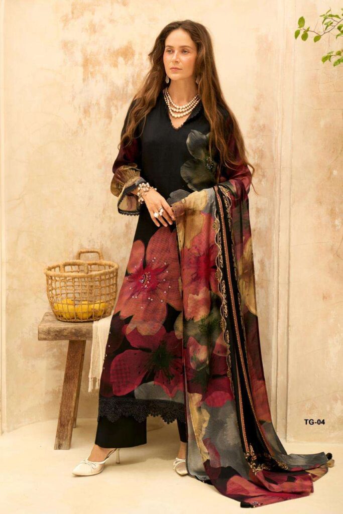 My Fashion Road Varsha Touch Of Gold Exclusive Designs Muslin Suit | TG – 04