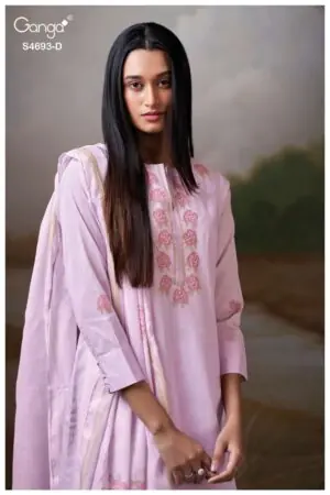 My Fashion Road Ganga Fashion Alessia Pure Organdy Fancy Suit | S4693 – D