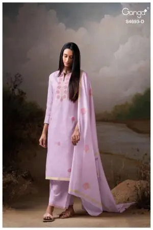 My Fashion Road Ganga Fashion Alessia Pure Organdy Fancy Suit | S4693 – D