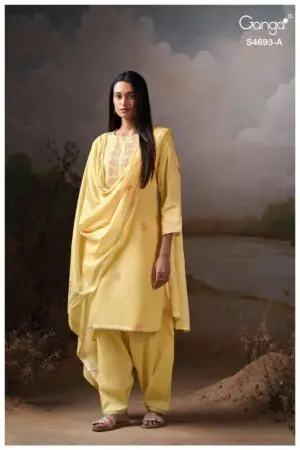 My Fashion Road Ganga Fashion Alessia Pure Organdy Fancy Suit | S4693 – A