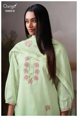 My Fashion Road Ganga Fashion Alessia Pure Organdy Fancy Suit | S4693 – B