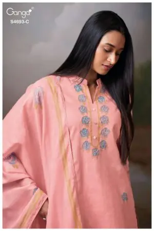 My Fashion Road Ganga Fashion Alessia Pure Organdy Fancy Suit | S4693 – C