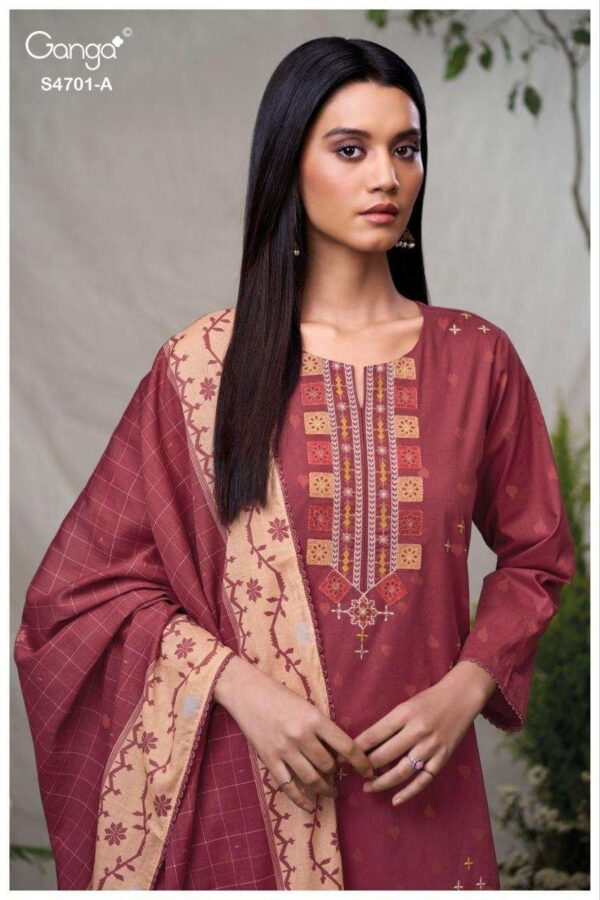 My Fashion Road Ganga Fashion Fariyra Premium Cotton Jacquard Suit | S4701 – A