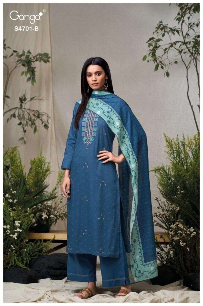 My Fashion Road Ganga Fashion Fariyra Premium Cotton Jacquard Suit | S4701 – B
