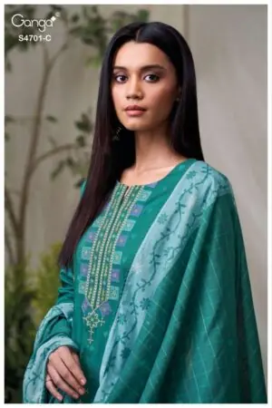 My Fashion Road Ganga Fashion Fariyra Premium Cotton Jacquard Suit | S4701 – C