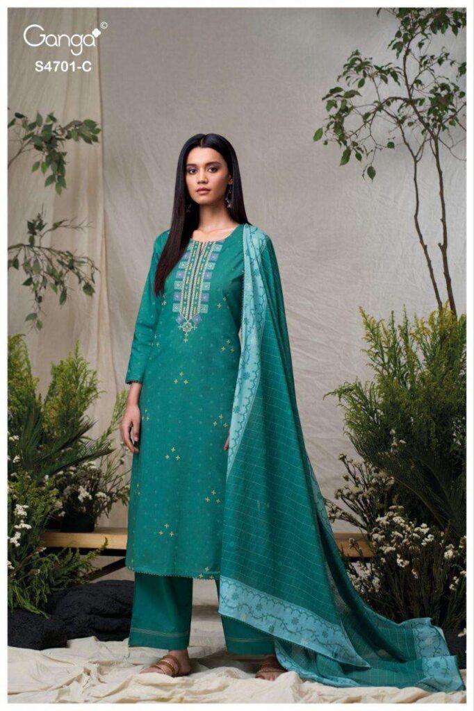 My Fashion Road Ganga Fashion Fariyra Premium Cotton Jacquard Suit | S4701 – C