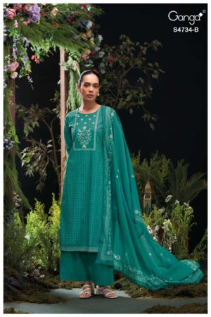My Fashion Road Ganga Fashion Jivanshi Fancy Handwork Cotton Dress | S4734 – B