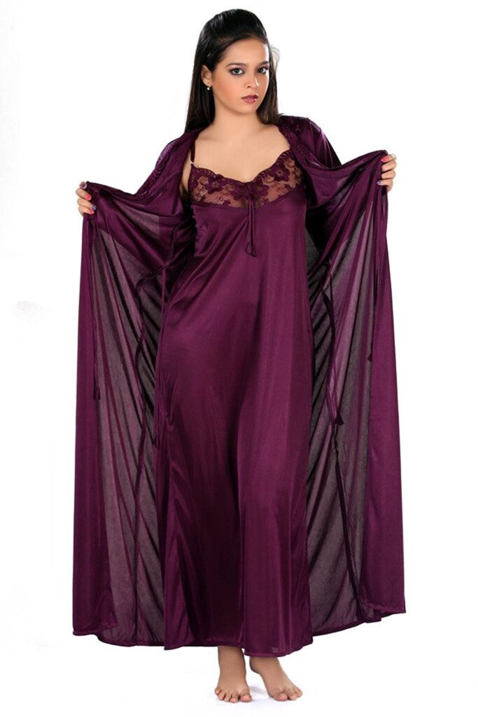 My Fashion Road Zyvera Luxury Satin 2 pcs Bridal Nightwear Set | Buy1get1