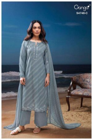 My Fashion Road Ganga Cairael Premium Cotton Suit | S4748 – C