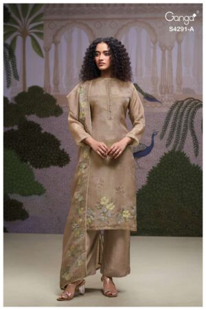 My Fashion Road Ganga Fashion Clarae Pure Bemberg Silk Suit | S4291 – A