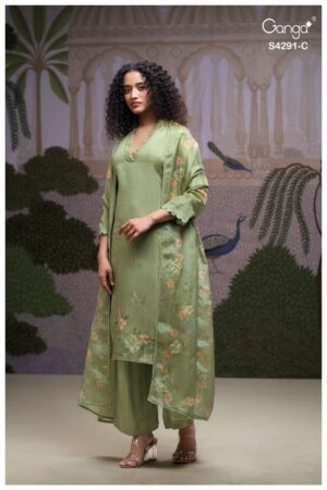 My Fashion Road Ganga Fashion Clarae Pure Bemberg Silk Suit | S4291 – C