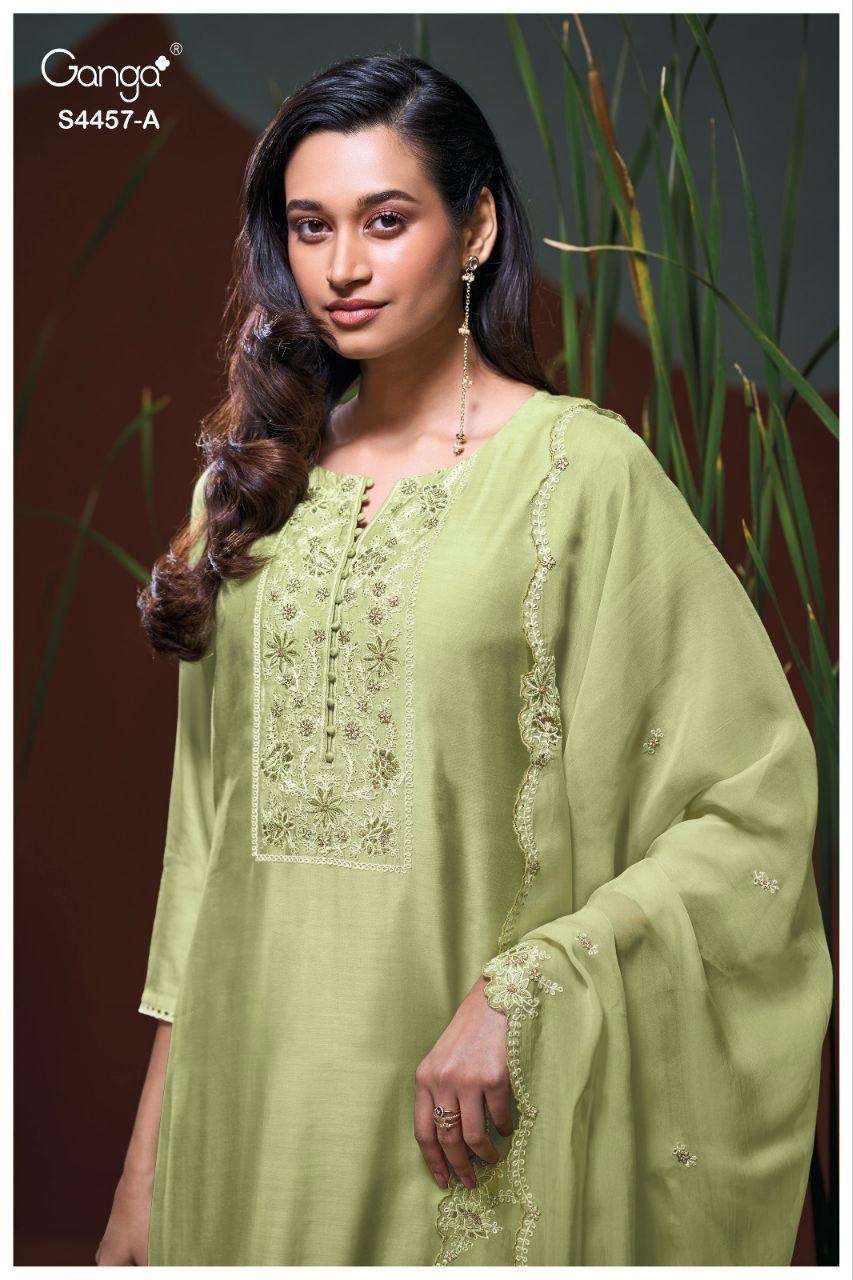 My Fashion Road Ganga Fashion Grivika Pure Bemberg Silk Designer Suit | S4457 – A My Fashion Road Ganga Fashion Grivika Pure Bemberg Silk Designer Suit | S4457 – A