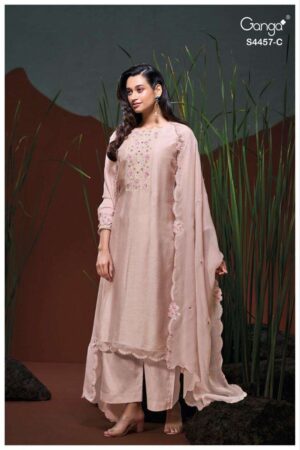 My Fashion Road Ganga Fashion Grivika Pure Bemberg Silk Designer Suit | S4457 – C