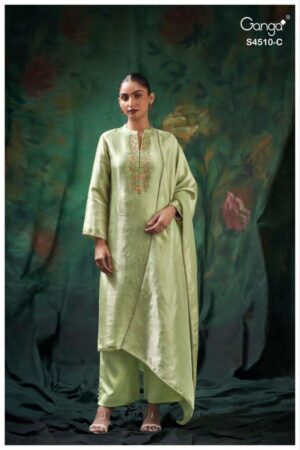 My Fashion Road Ganga Fashion Jeyra Pure Bemberg Silk Designer Suit | S4510 – C