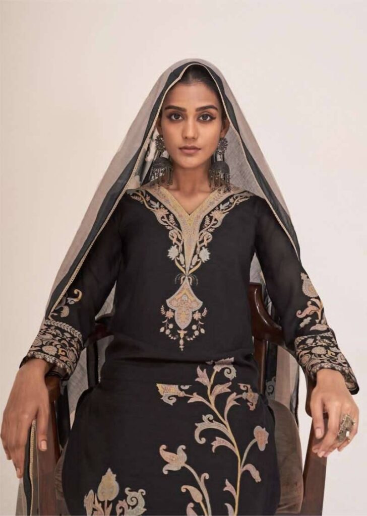 My Fashion Road Omtex Sinhasan Pure Linen Jacquard Ladies Dress | 15311- A