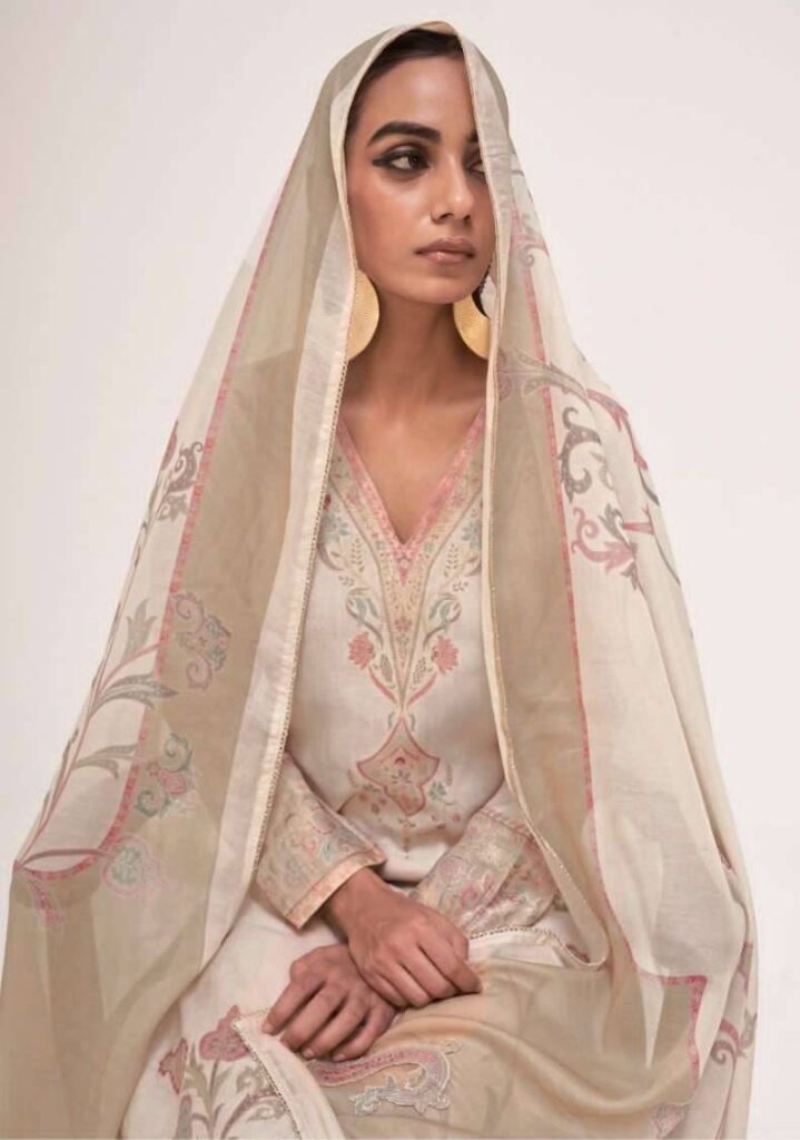 My Fashion Road Omtex Sinhasan Pure Linen Jacquard Ladies Dress | 15311 – C