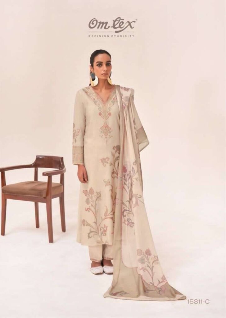 My Fashion Road Omtex Sinhasan Pure Linen Jacquard Ladies Dress | 15311 – C
