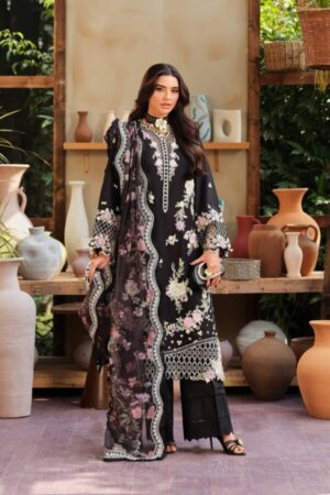 My Fashion Road Maryam Hussain Pakistani Luxury Lawn Suit | Noir