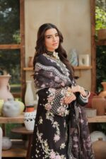 My Fashion Road Maryam Hussain Pakistani Luxury Lawn Suit | Noir