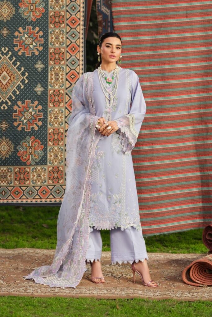 My Fashion Road Maryam Hussain Pakistani Luxury Lawn Suit | Jasmine
