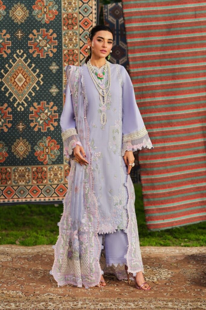 My Fashion Road Maryam Hussain Pakistani Luxury Lawn Suit | Jasmine