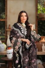 My Fashion Road Maryam Hussain Pakistani Luxury Lawn Suit | Noir