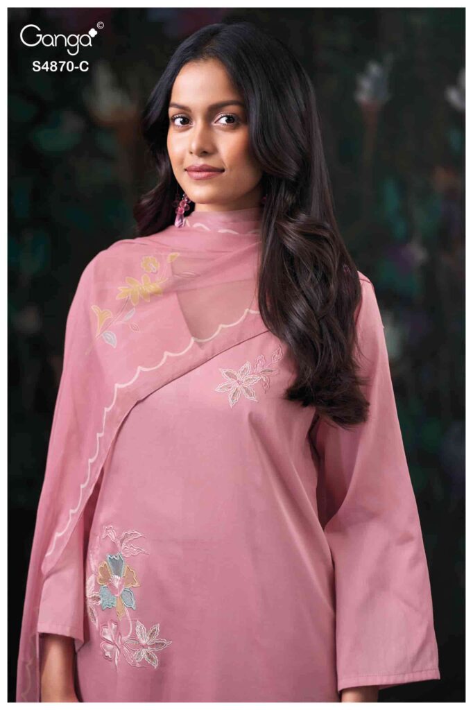 My Fashion Road Ganga Fashion Amary Fancy Cotton Satin Dress | S4870 – C