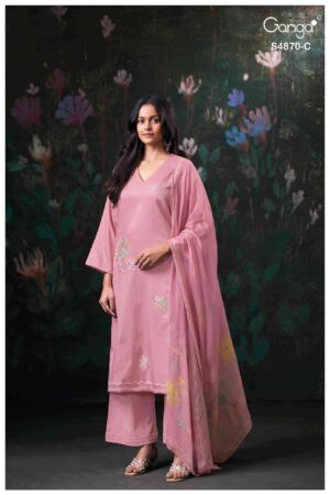 My Fashion Road Ganga Fashion Amary Fancy Cotton Satin Dress | S4870 – C