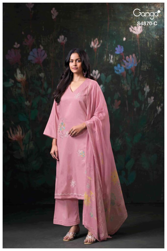 My Fashion Road Ganga Fashion Amary Fancy Cotton Satin Dress | S4870 – C