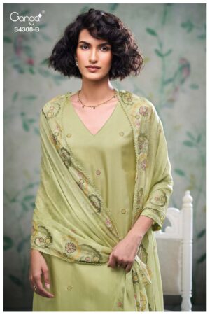 My Fashion Road Ganga Fashion Aviya Pure Bemberg Silk Designer Suit | S4308 – B