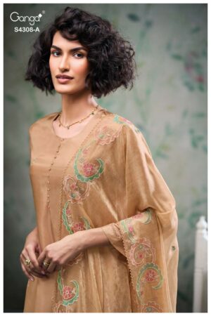 My Fashion Road Ganga Fashion Aviya Pure Bemberg Silk Designer Suit | S4308 – A
