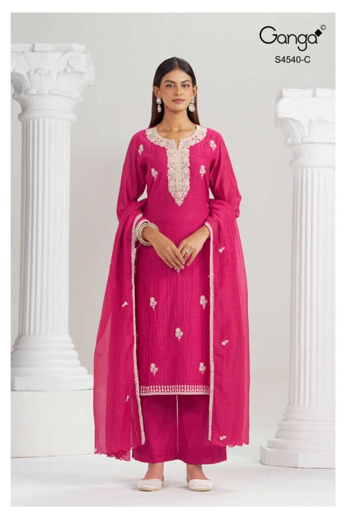 My Fashion Road Ganga Fashion Bela Pure Banarasi Mal Designer Suit | S4540 – C