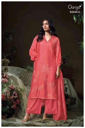 My Fashion Road Ganga Fashion Druya Designer Russian Silk Dress | S4244 – C