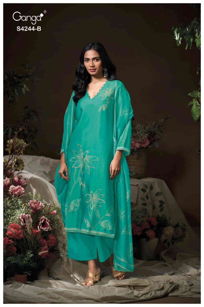 My Fashion Road Ganga Fashion Druya Designer Russian Silk Dress | S4244 – B