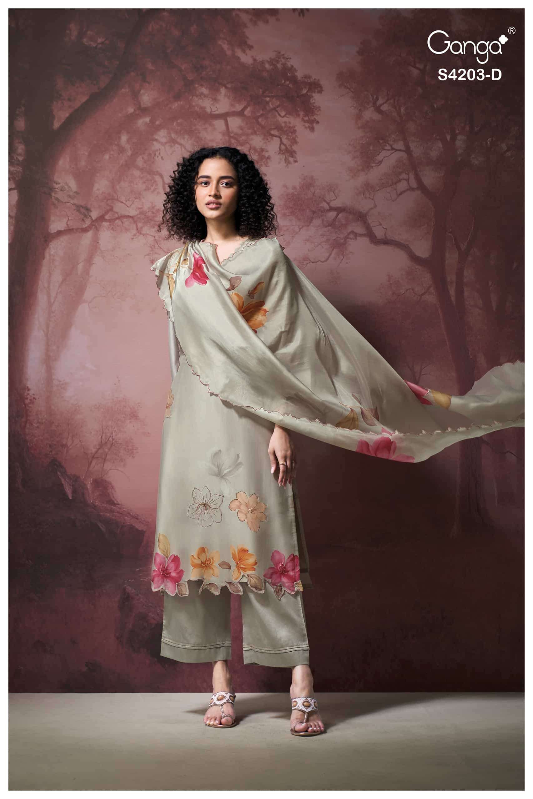 My Fashion Road Ganga Fashion Ekthara Pure Bemberg Silk Designer Suit | S4203 – D My Fashion Road Ganga Fashion Ekthara Pure Bemberg Silk Designer Suit | S4203 – D