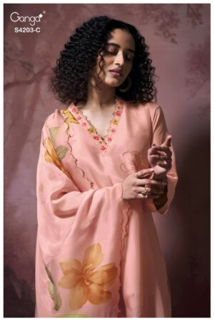 My Fashion Road Ganga Fashion Ekthara Pure Bemberg Silk Designer Suit | S4203 – C