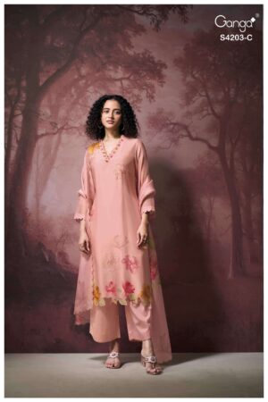 My Fashion Road Ganga Fashion Ekthara Pure Bemberg Silk Designer Suit | S4203 – C