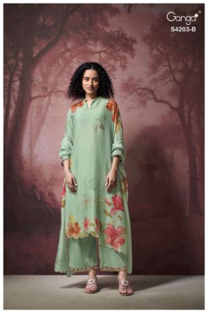 My Fashion Road Ganga Fashion Ekthara Pure Bemberg Silk Designer Suit | S4203 – B