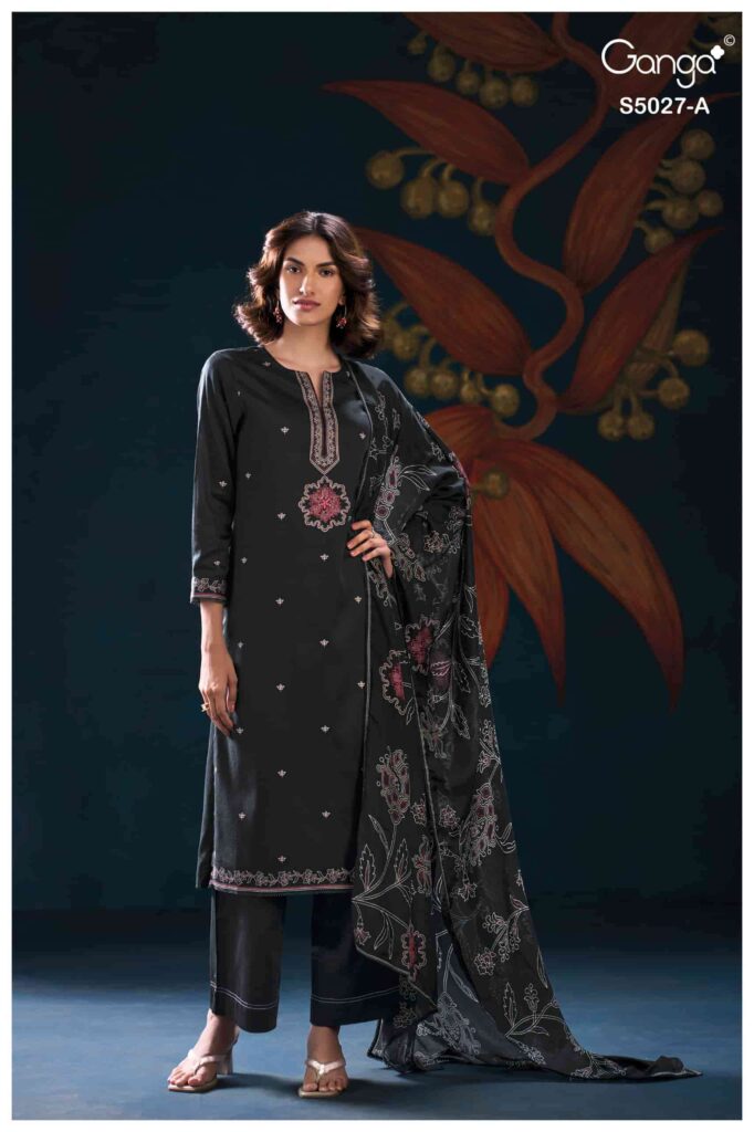 My Fashion Road Ganga Fashion Gulrukh Premium Cotton Satin Suit | S5027 – A