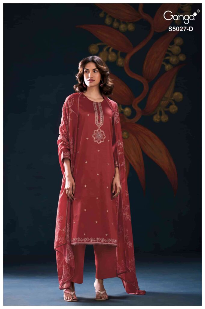 My Fashion Road Ganga Fashion Gulrukh Premium Cotton Satin Suit | S5027 – D