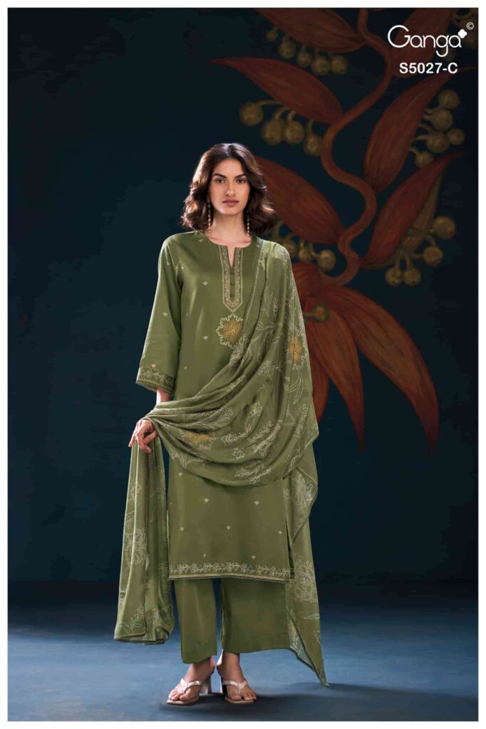 My Fashion Road Ganga Fashion Gulrukh Premium Cotton Satin Suit | S5027 – C