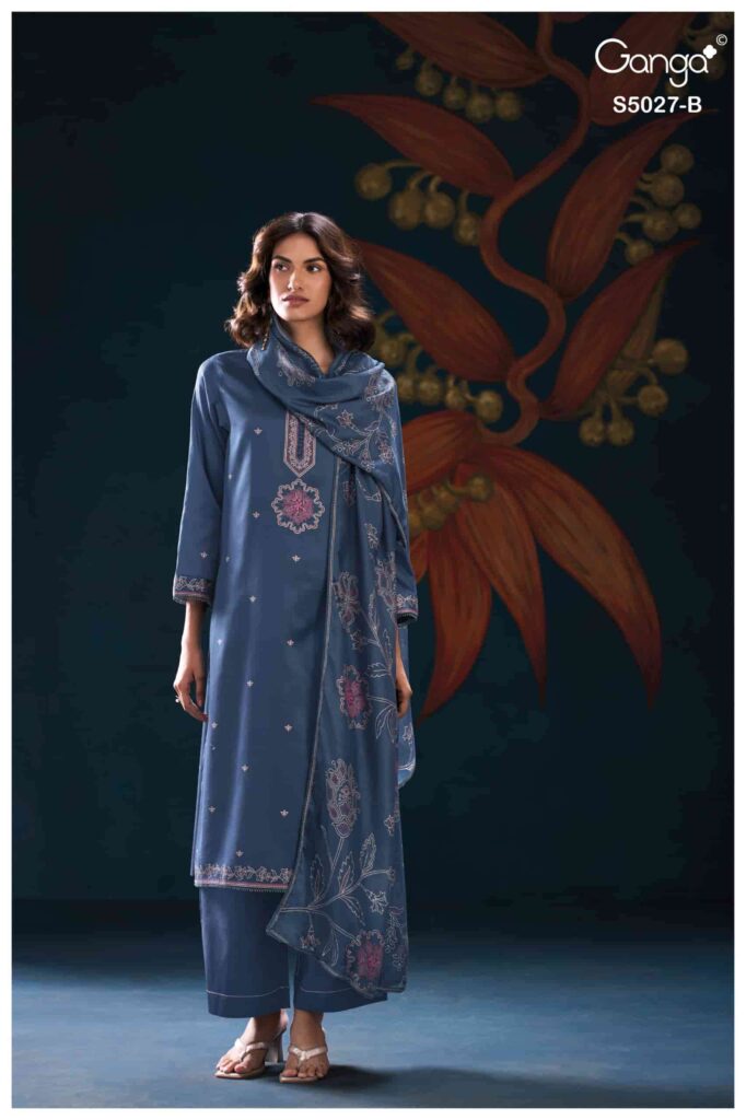 My Fashion Road Ganga Fashion Gulrukh Premium Cotton Satin Suit | S5027 – B