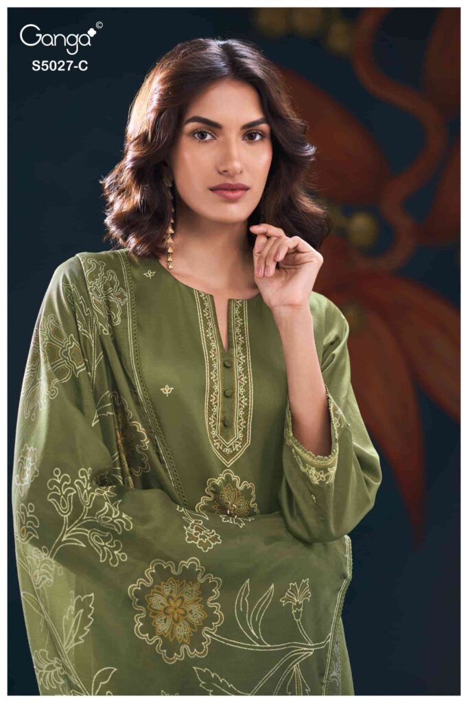 My Fashion Road Ganga Fashion Gulrukh Premium Cotton Satin Suit | S5027 – C