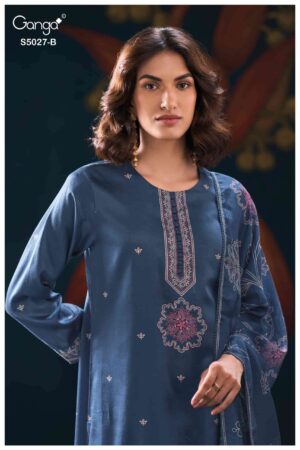My Fashion Road Ganga Fashion Gulrukh Premium Cotton Satin Suit | S5027 – B