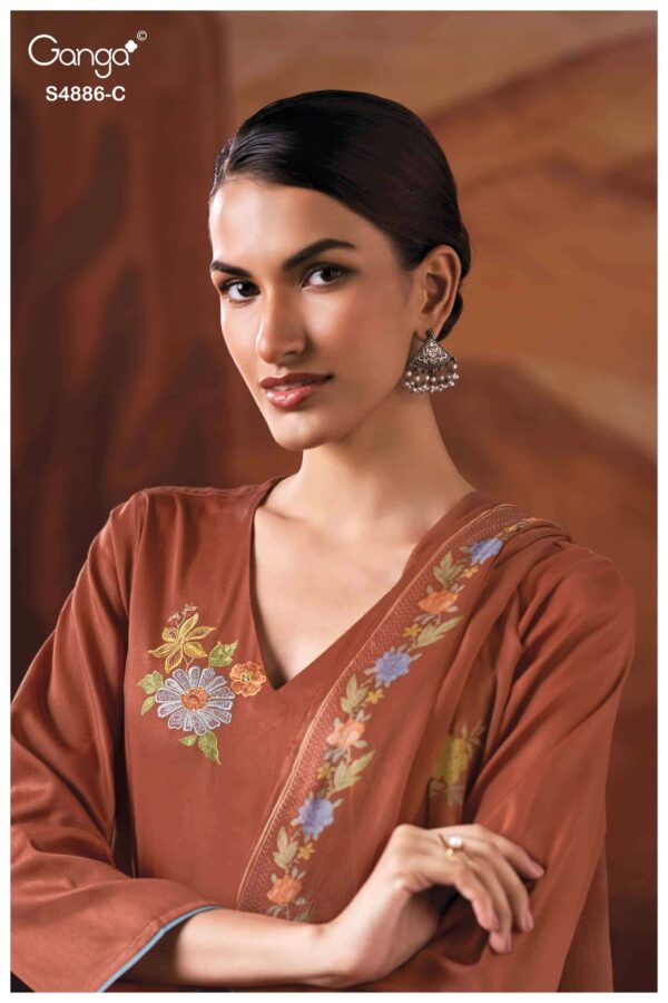 My Fashion Road Ganga Fashion Jelyis Exclusive Cotton Satin Salwar Suit | S4886 – C