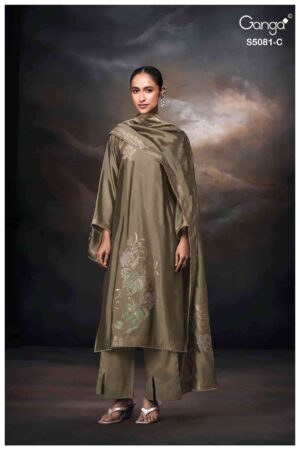 My Fashion Road Ganga Fashion Mansie Fancy Jacquard Silk Ladies Suit | S5081 – C